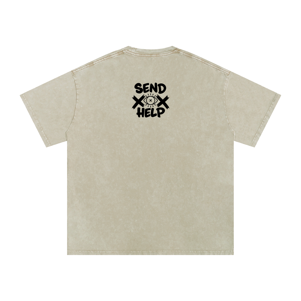 "NWO"  Snow Washed Oversized Cotton T-Shirt