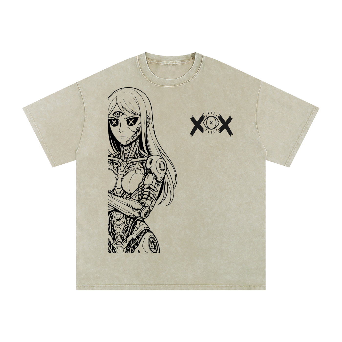 "ErF"  Snow Washed Oversized Cotton T-Shirt